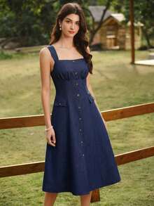 Women Midi Dresses - Azul - View 3