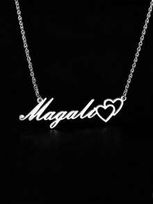 Collar con colgante de corazón personalizado con nombre, collar con colgante de placa con nombre de acero inoxidable, regalo perfecto para fiestas y amigos - Multicolor - Ver 4