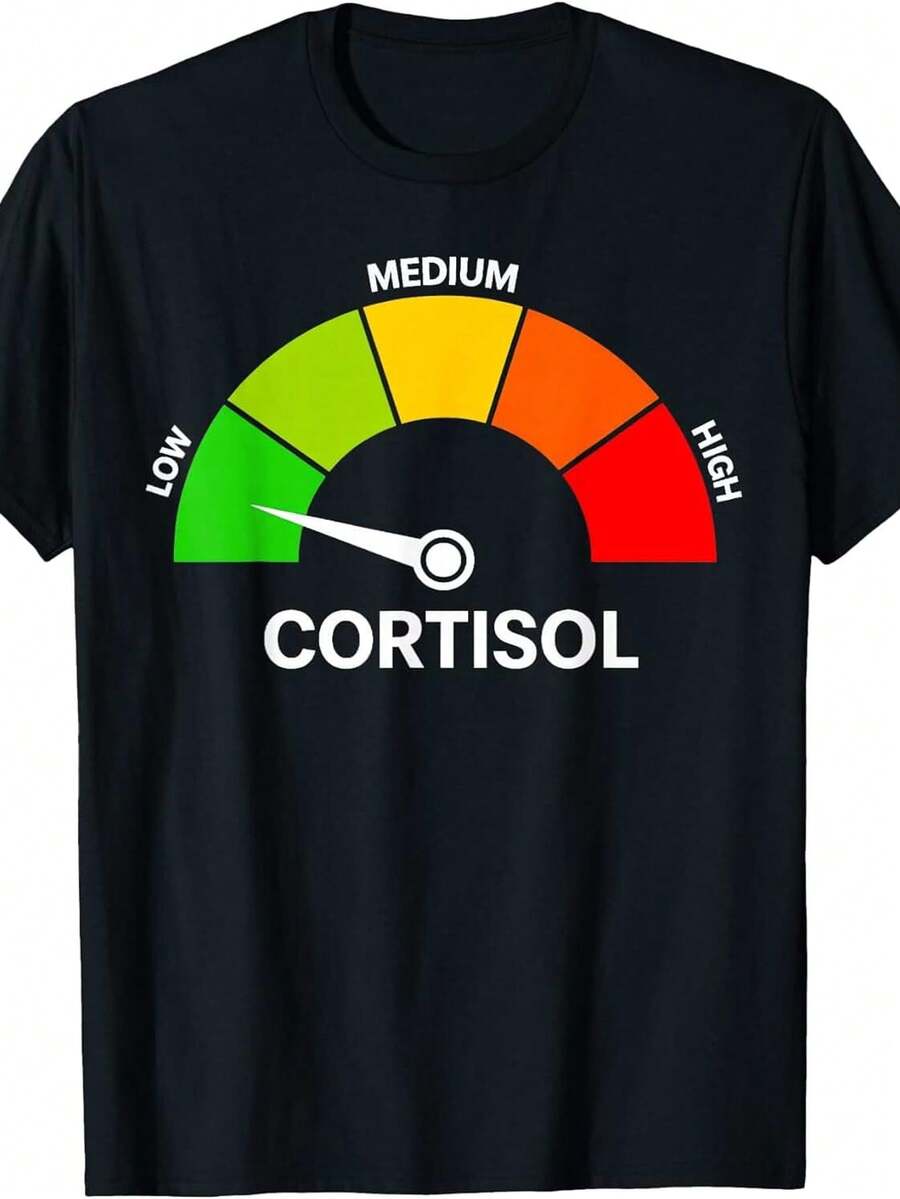 Camiseta divertida con de niveles bajos de cortisol - Negro - Ver 1
