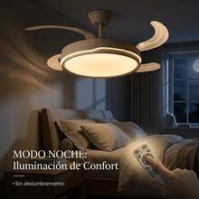 Ventilador de Techo con Luz LED 70W, Control Remoto, 107cm, 6 Velocidades, Temporizador 1-4H, Luz Regulable (3000K-6500K), Motor DC Silencioso, Función Verano/Invierno, Ahorro Energético - Blanco - Ver 4