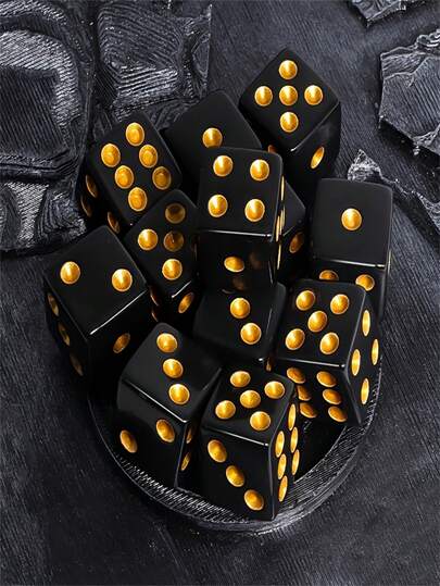 2 pezzi/6 pezzi Dadi neri e dorati - Espansione per giochi da tavolo - Intrattenimento familiare - Regalo per feste - Dadi da gioco - Accessori essenziali per giochi da tavolo - Dadi in acrilico - Dadi neri e dorati - Estetica minimalista per giochi - Regalo perfetto per le vacanze