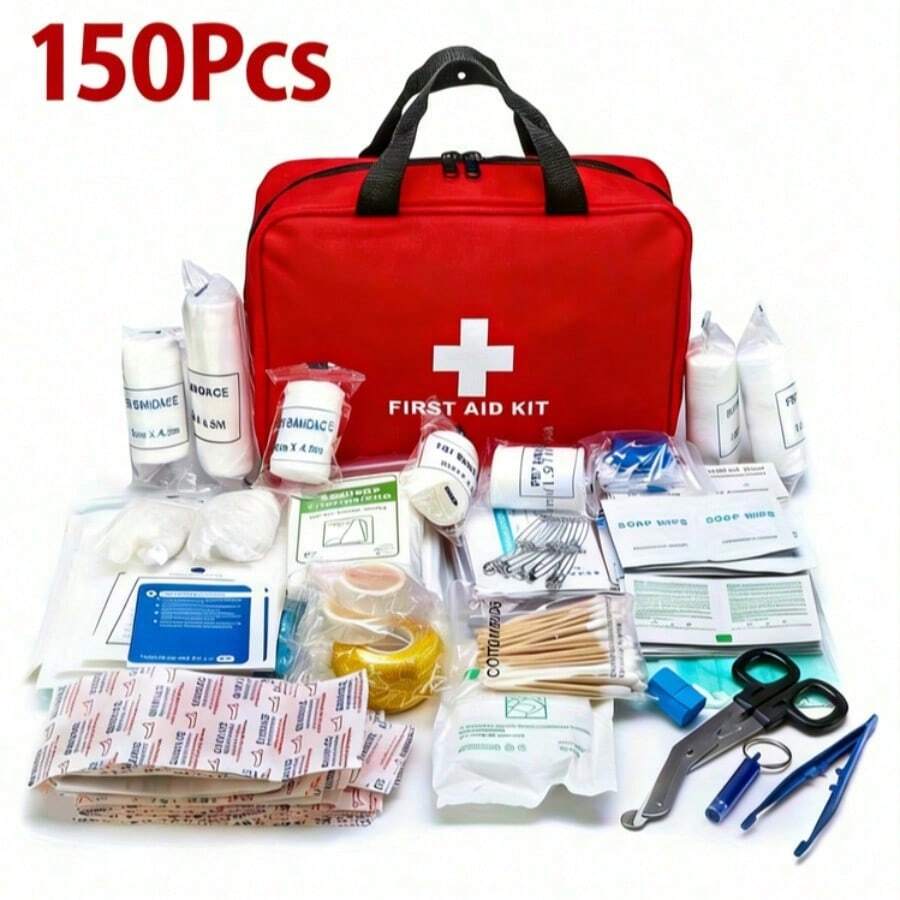 143/150/373pieces Of Ultimate Tactical Rescue Kit-Essential Outdoor Emergency Survival Equipment, Rescue Kit With Tourniquet, Scissors,Whistle,Etc.-Portable And Durable, Suitable For Hiking, Camping, Hunting, Car, Yacht And Travel-Ideal Gift For Men.