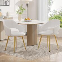 VECELO Velvet Dining Chairs Set Of 6,Upholstered High-End Tufted Dining Room Chair,Living Room Chairs Upholstered Side Chair With Golden Metal Legs For Dining Room Kitchen Vanity Living Room - White - View 6