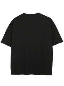 Tiny Spark Camiseta de manga corta casual de hombre con estampado de ojos, verano - Negro - Ver 3