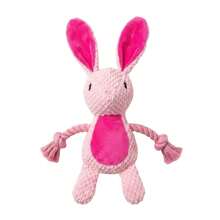 Plush Rabbit Toy With Cotton Rope For Dogs | Tear-Resistant Pineapple Fabric + Reinforced Rope | With Squeaker - 粉紅色的 - 查看 5