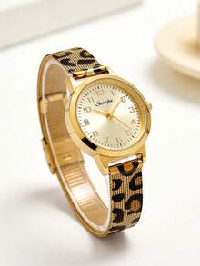 1pc Women's Elegant Retro Quartz Watch, High-Quality Alloy Case, Luxurious And Exquisite, Minimalist Fashion, Suitable For Daily Commute And Office, Perfectly Matches Modern Casual Wear, Suitable For Outings, Work, Commute, Parties And Weddings, An Ideal Gift For Wife, Sister, Girlfriend, Family And Friends, Suitable For Birthdays, Anniversaries And Other Special Occasions, Exquisite Watch Accessory - Gold - View 2