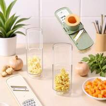 Máy cắt rau củ đa năng 3 trong 1, máy thái và bào bằng thép không gỉ, dụng cụ bào gừng tỏi có bảo vệ tay, dụng cụ cắt nhà bếp gia dụng - Nhiều màu - Xem 2
