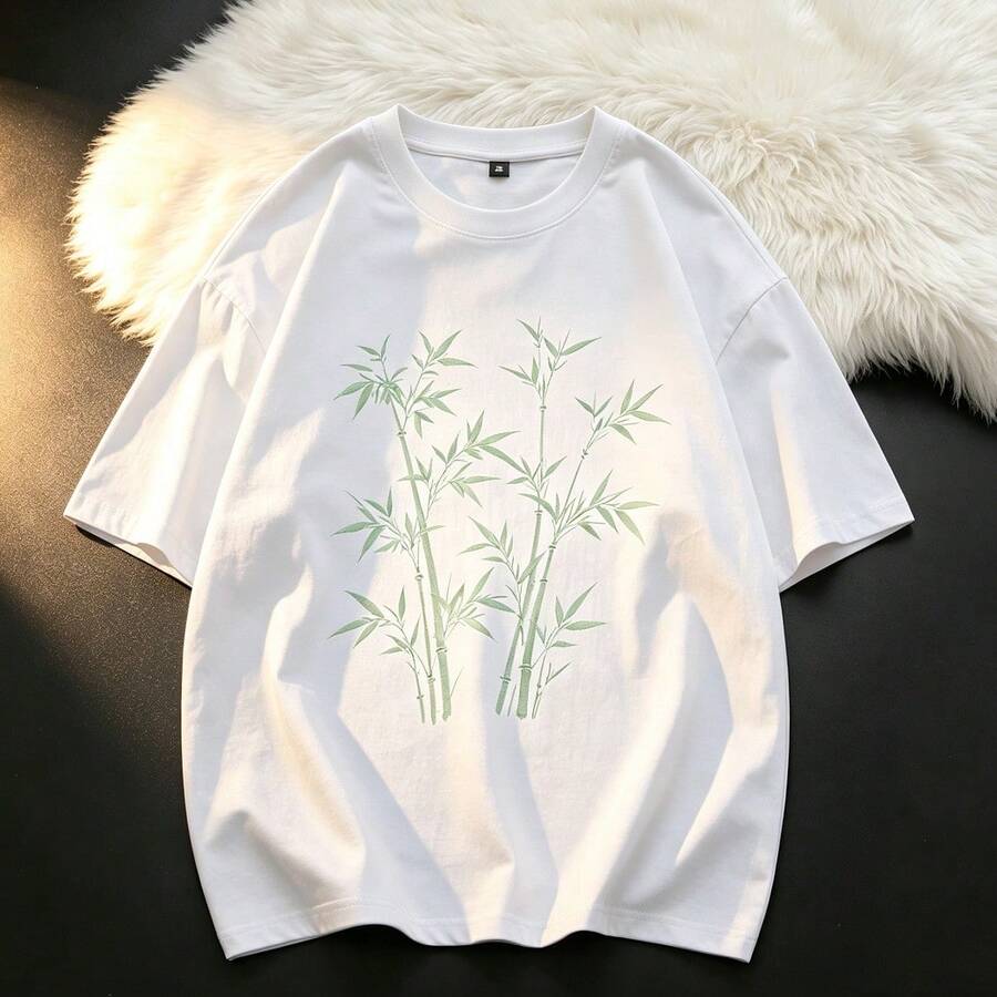 Oversized T-Shirt With Traditional Chinese Floral Print - 白色 - 查看 1