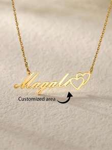 Collar con colgante de corazón personalizado con nombre, collar con colgante de placa con nombre de acero inoxidable, regalo perfecto para fiestas y amigos - Multicolor - Ver 1