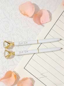 Customizable Diamond-Shaped Metal Pen, Laser Engraved Personalized Ballpoint Pen, Customized Wedding Bride/Bridesmaid Check-In Pen, Luxury Wedding Signature Book Pen With Crystal Rhinestones - Multicolor - View 4