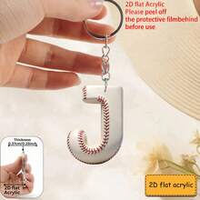 Llavero acrílico con diseño plano 2D de letra de béisbol, llavero y regalo de jugador y fanático de béisbol, colgante de bolso, decoración de llaves, regalo perfecto - Llavero con letras de béisbol - Ver 15