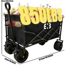 Newly Upgraded Foldable Portable Cart | Versatile Outdoor Heavy-Duty Cart | Camping & Picnic Trailer With Sturdy Handle & Durable Wheels, Ideal For Camping, Gardening, Shopping And Beach Tripscamping Essentials - Xe đẩy tay tải trọng lớn, chịu tải nặng (mẫu mới - có logo) - Xem 8