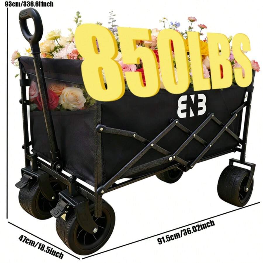 Newly Upgraded Foldable Portable Cart | Versatile Outdoor Heavy-Duty Cart | Camping & Picnic Trailer With Sturdy Handle & Durable Wheels, Ideal For Camping, Gardening, Shopping And Beach Tripscamping Essentials - 大容量承重手推車(新款-帶LOGO) - 查看 1