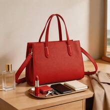 Unibella Elegant And Versatile Handbag With Handles And Adjustable Strap. Superior Quality And Durability. Perfect For Everyday Style. - 紅色 - 查看 3