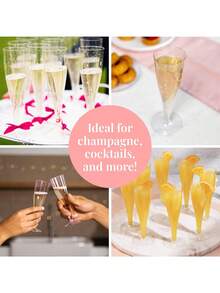 1/10/20 piezas Copas de champán de plástico reutilizables con purpurina dorada de 5.5 oz, copas de boda, copas de fiesta, copas de bebida (copas de champán, copas de vino, copas de plástico, copas de cumpleaños) - Multicolor - Ver 8