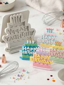 SikeSike 1pc/3pcs Cake Shaped Silicone Mold, Suitable For Decorating Birthday Cakes, Chocolate, Pudding, Candy - Multicolor - View 12