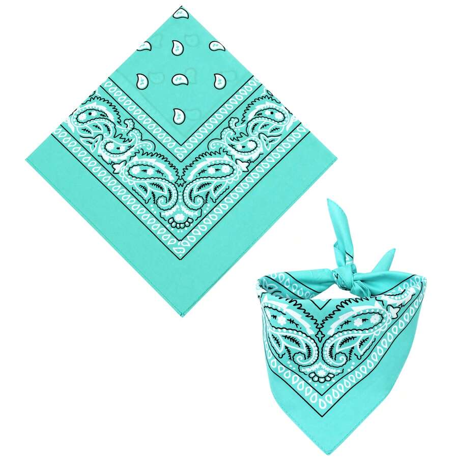 Printed Polyester Bandana Scarf In Various Colors - 1 Unit - Agua verde - Ver 1