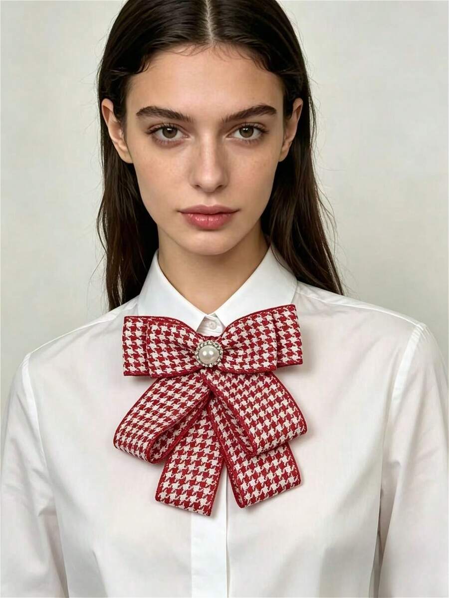 1 pieza Corbata de moño estilo palacio vintage, broche decorativo de corbata de moño a cuadros y rayas adecuado para trajes, camisas y uniformes escolares