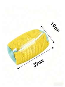1pc Universal Large Capacity Anti-Deformation Protective EVA Padded Mesh Shoe Washing Bag, Aesthetic Minimalist Yellow Cylindrical Hidden Zipper Machine Washable Sneaker Laundry Protector Net For Spring Cleaning Back To School Renter Friendly - View 14