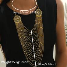 Collier à plusieurs rangs de franges exquis, collier de style exotique à design ajouré, accessoire mode pour robe de soirée de mariée - Taille unique - Voir 7