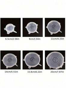 1/6pcs Silicone Stretch Lids, Food Bowl Covers, Reusable Food Saver Lids, Expandable Multi-Function Fruit & Vegetable Fresher Covers, Sealing Lids, Food Storage Containers, Reusable, Kitchen Accessories, Kitchen Storage Essentials, Tableware, Silicone Bowl Covers, Microwave Covers, Sealing Lids, Silicone Sealing Lids, Household Items - Multicolor - View 8