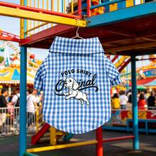 1 pièce Vêtements pour animaux de compagnie, chemise à col pointu à carreaux pour petit chien, robe légère pour animal de compagnie pour le printemps/l'été/l'automne - Multicolore - Voir 26