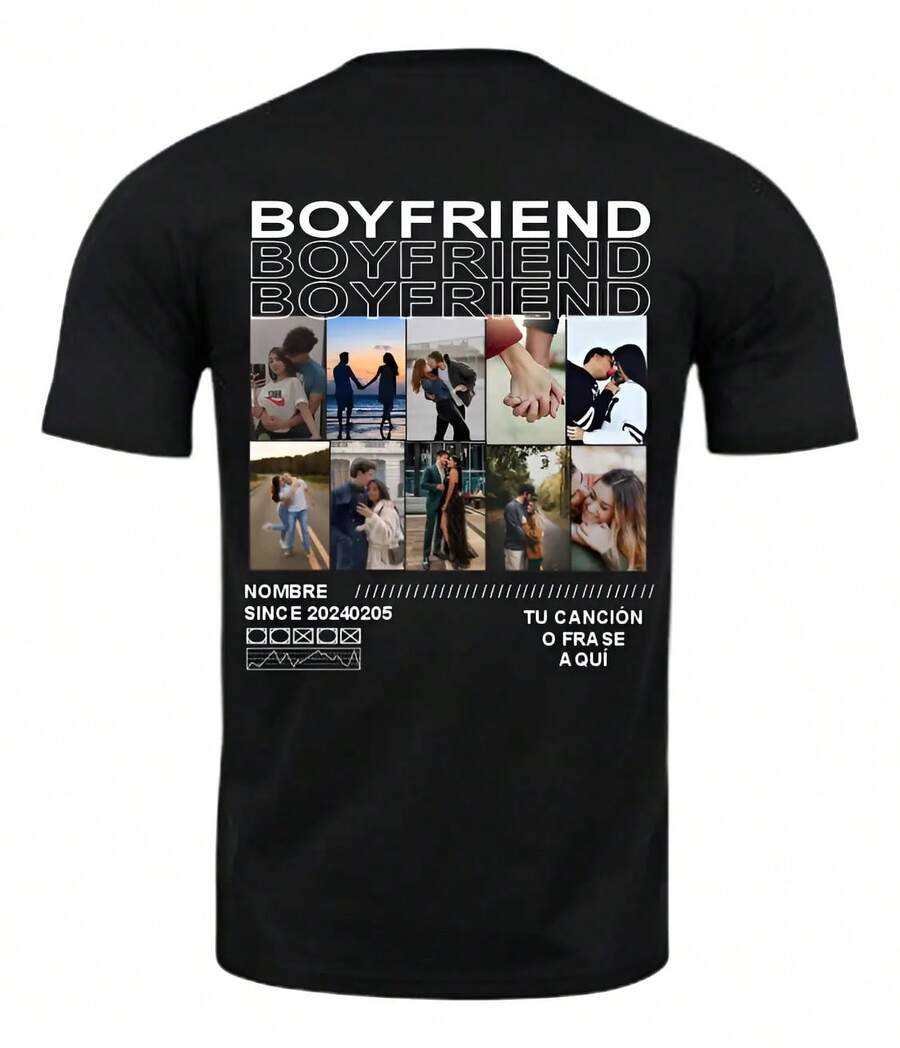 Girlfriend Boyfriend T-Shirt Custom Design - Black - View 1