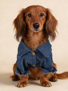 1件宠物衣服，狗/猫服装，小型犬/幼犬套装，时尚可爱舒适的珍珠链外套 - 藍色 - 查看 3