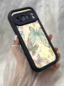 NR32 蝶と桜,対応するPixel 10 9 8 Pro 9A 8A ケース、対応するiPhone17 16 15 14 13 12 11 Pro Max 7 8 16 15 14 Plus 16e 17e 17 Air ケース、フルカメラ保護ソフト TPU ケース、キャンディカラーエンジェルアイラダーマットシリコン肌に優しいタッチフォンケースカバー（女性＆女の子向け） - ブラック - チェックする 7