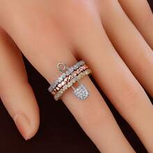 1pc Detachable Heart Design Cubic Zirconia Inlaid Women's Ring, Couple/Mother's Day Gift - Multicolor - View 9