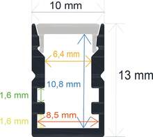 Perfil Led Superficie 10x13mm Opal 2m 161013 - Plateado - Ver 4