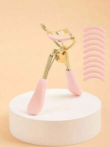 1pc Gold Eyelash Curler With 10pcs Refill Pads, Beauty Essential Tools Curling Lashes, Portable Eyelash Curler Home, Travel And Commercial Use, Suitable Both Men And Women - 粉紅色 - 查看 6