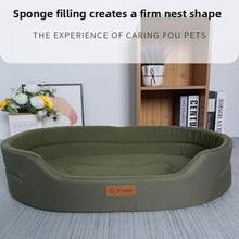 1pc Removable & Washable Pet Bed, Suitable For All Seasons, Semi-Enclosed Design For Small/Medium Dogs & Cats, Autumn/Winter - Silver - View 4