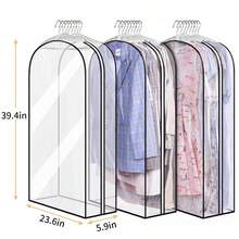 10" Gusseted All Clear Garment Bags For Hanging Clothes 3 Packs 40" Suit Bags For Closet Storage Hanging Clothes Storage Suit Cover For Shirts, Coats, Dresses - 查看 9