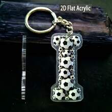 2D Acrylic Flat Football Letter Keychain, Designed For Football Players And Fans, Suitable For Football Themed Party Gifts, Souvenirs, Bag Charms, Training And Match Key Accessories - Football-themed Letter Keychain 01 - View 15