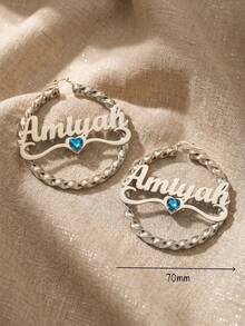 Personalized Name Hoop Earrings: Elegant Gemstone Twisted Hoop, Large Twisted Hoop Suitable For Women, Personalized Gold Earrings, Fashion Earrings, Unique Jewelry Gift For Her, Mom, Wife, Mother's Day Gift - Multicolor - View 11