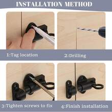 2 Sets Automatic Door Spring Locks, Self-Closing Door Latch Locks, Safety Pull Ring Spring Door Bolt Locks, Sliding Door Bolt Locks With Screws, Suitable For Indoor Doors, Windows And Garden Gates - CC - View 11
