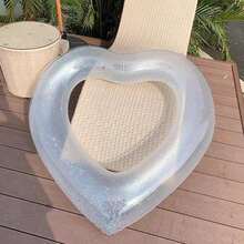 New Cross-Border Popular Heart Swimming Ring For Adult Women, Cute Armpit Floating Ring, Highly Attractive Swimming Ring For Taking Photos In Water, Beach Essentials, Pool Float - 90# Sequined Pearl White Love Swimming Ring - View 4