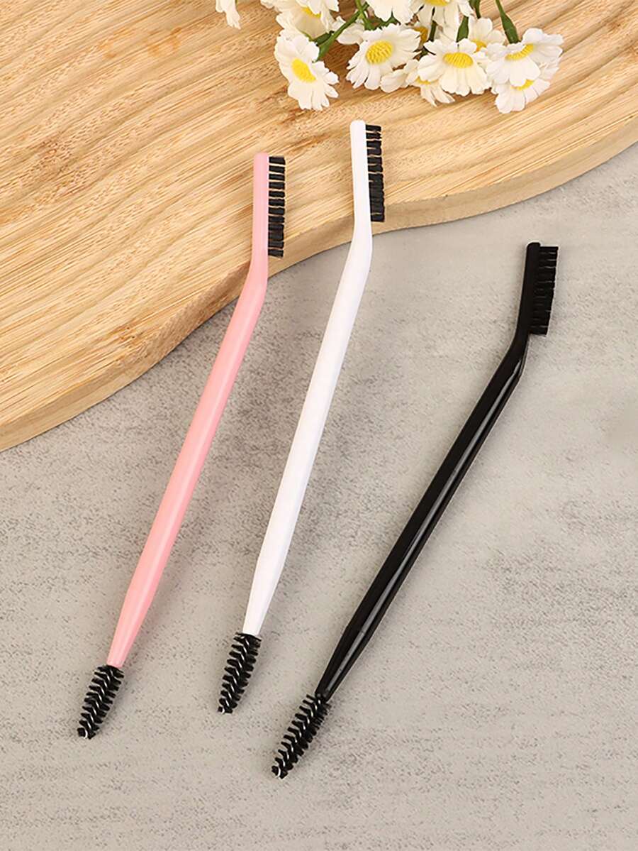 Bộ 3 dụng cụ uốn mi và chải lông mày, màu trắng và đen, có thể uốn cong, đa chức năng, thiết kế tiện dụng, bộ cọ hai đầu. - màu đen - Xem 1