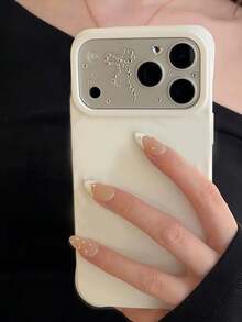 Película protectora de cámara transparente con lazo de diamantes de imitación brillante de lujo compatible con iPhone 17 Pro Max 17 Pro Película protectora transparente Accesorio de lazo Regalo - Plateado - Ver 4