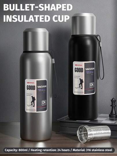 1 bình nước bằng thép không gỉ, dung tích 20oz-67oz, dung tích lớn có tay cầm, cách nhiệt, kiểu dáng thời trang, dễ mang theo, thích hợp cho du lịch, thể thao và đi học.