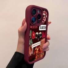 Collage estético de Aries rojo, mujer de fuego.funda de teléfono Fundas compatibles con ,Apple,VIVO,OPPO,,, y Honor.Fabricadas en silicona TPU,ofrecen protección contra golpes y caídas. - Burdeos - Ver 4