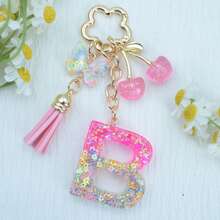 1pc Resin Flower Sequin Keychain, Suitable As Gift For Girlfriend - Pink - View 7
