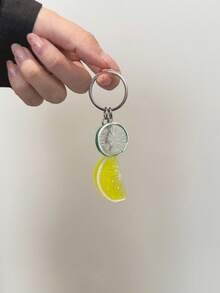 Niche Lemon Shaped Cute Keychain, Super Adorable Fresh Summer Accessory, Fashionable High-End Hanging Decoration - Green - View 3