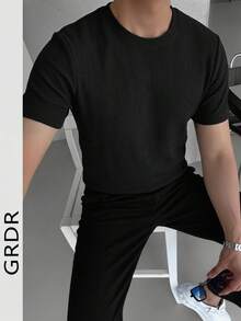 GRDR Men's Fashionable Crew Neck Short Sleeve T-Shirt | Exquisite Design | Summer Essential | Easy To Match | Showcase Your Style - Black - View 1