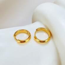 18K Gold Plated Stainless Steel Earrings | 9mm, Low Allergy Lassic Thick Gold Hoop Earrings Hypoallergenic Stainless Steel Ear Jewelry, Anti-Wear, Anti-Fading, Classic Minimalist Design, Unisex Jewelry Suitable For Daily, Holiday, Vacation, Party - XS - View 10