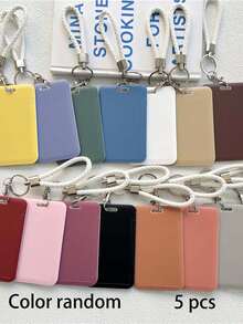 1pc Ins Style Macaron Solid Color Bus Card Plastic Protector, Student ID/Access Card/Key Holder - A - View 7
