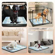 1pc Blue Plaid Floral Pattern Pet Mat Dog Bed Mat Home Pet Mat Machine Washable All Seasons Easy To Clean - Multicolor - View 5