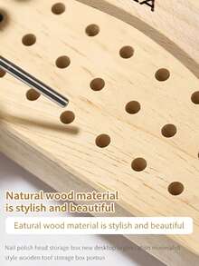 Grinding Bit Storage Box: A Portable Storage Solution For Grinding Pens And Nail Drill Bits, Featuring A Handle Design. This Multi-Slot Storage Box For Nail Polish Tips Offers A Fresh Approach To Desktop Organization With A Minimalist Style. The Wooden Tool Box Includes 49 Slots To Keep Your Drill Bits Neat And Organized. - Apricot - View 4