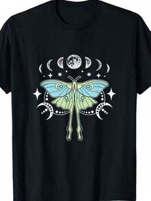 Camiseta con diseño de mariposa luna, hermosa y encantadora, para amantes de los insectos. - Negro - Ver 1